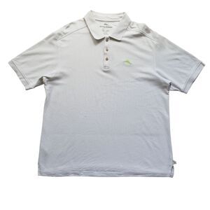 Tommy Bahama Emfielder IslandZone Polo Golf Shirt Mens XL White Supima Cotton